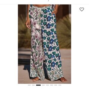 🌴Anthropologie Floral Wide-Leg Pants in Blue, Green, Pink